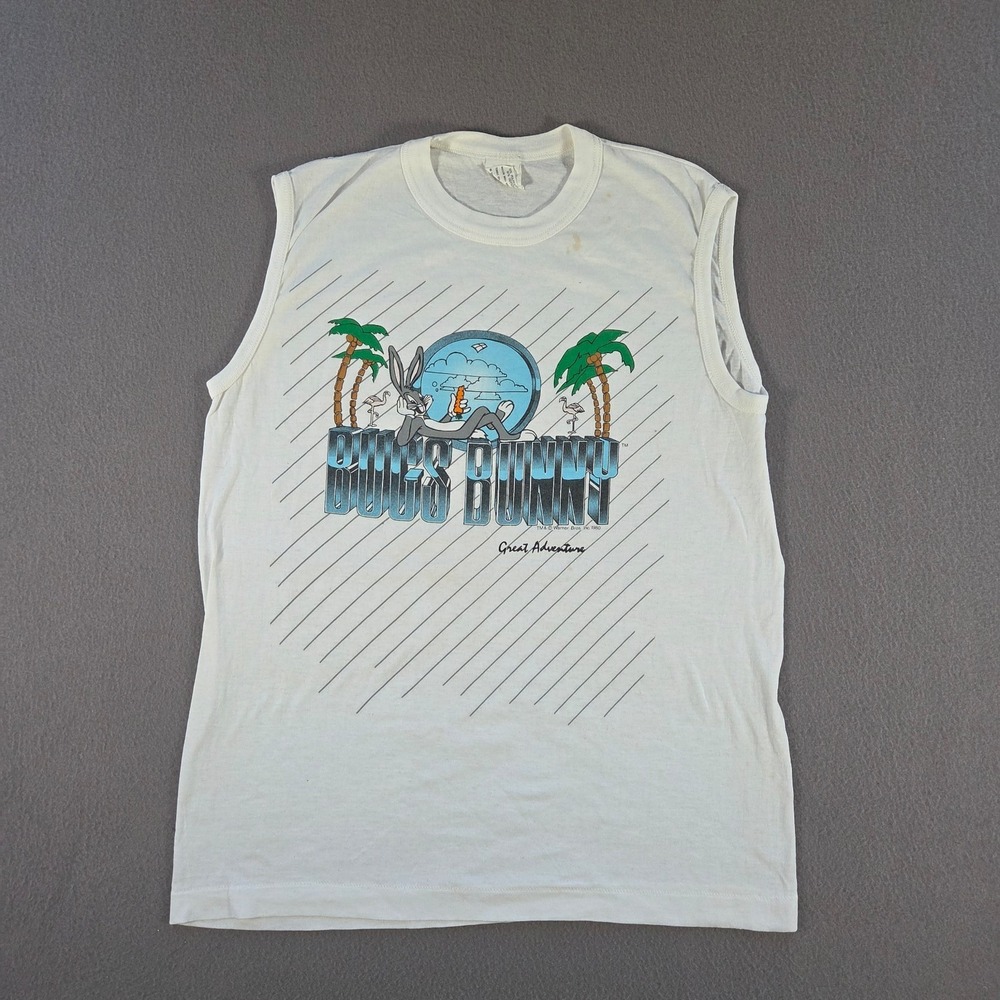 Vintage Bugs Bunny T Shirt Mens Large Sleeveless Tank Great Adventure 80s Looney